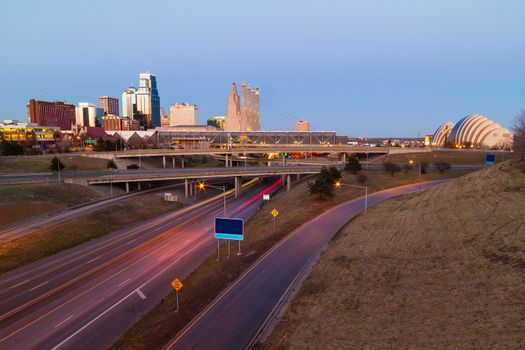 Kansas City at twilight with no copyright or trademark symbols