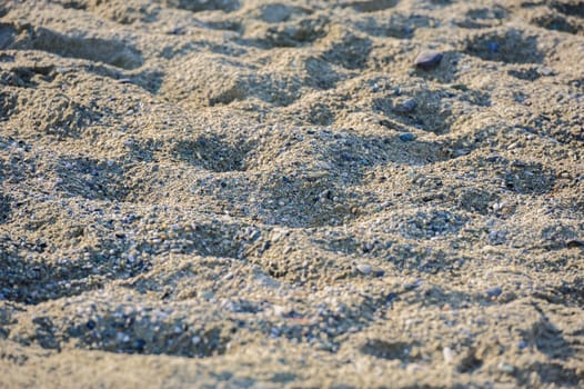 Beach sand at sunset, selective focus, suitable as background 