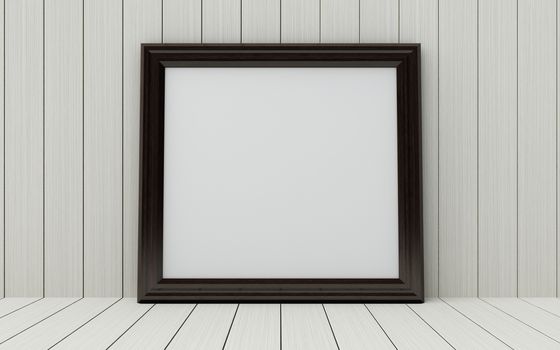 Realistic picture frame on wood background, Perfect for your presentations.