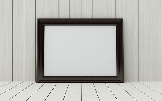 Realistic picture frame on wood background, Perfect for your presentations.