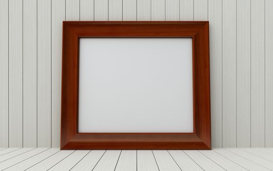 Realistic picture frame on wood background, Perfect for your presentations.