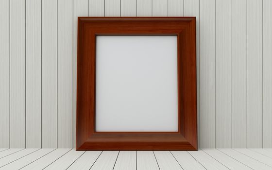 Realistic picture frame on wood background, Perfect for your presentations.