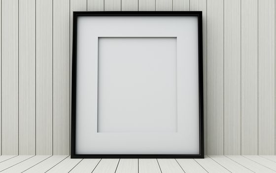 Realistic picture frame on wood background, Perfect for your presentations.