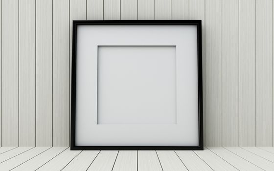 Realistic picture frame on wood background, Perfect for your presentations.