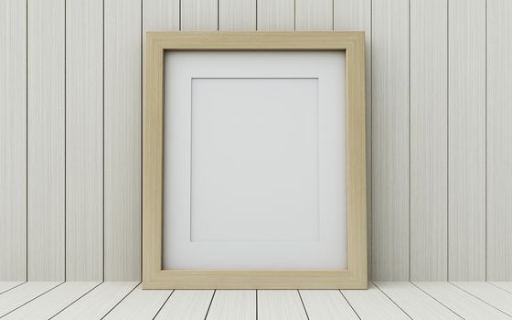 Realistic picture frame on wood background, Perfect for your presentations.