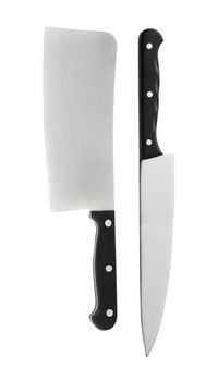 knifes with black handles on a white