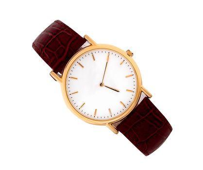 golden watches on white background