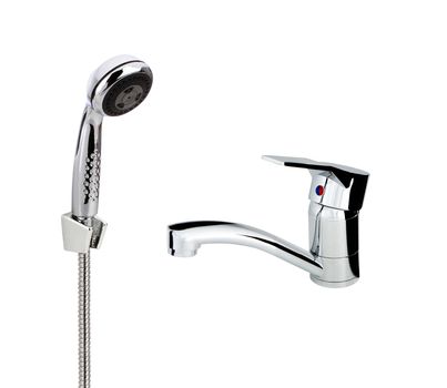 silver metallic water tap with crane