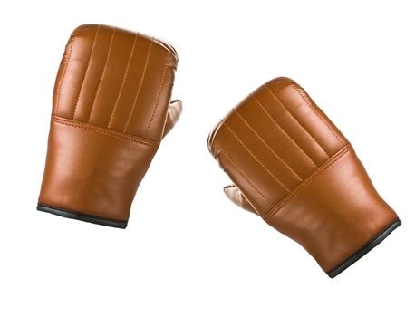Pair of yellow leather boxing gloves