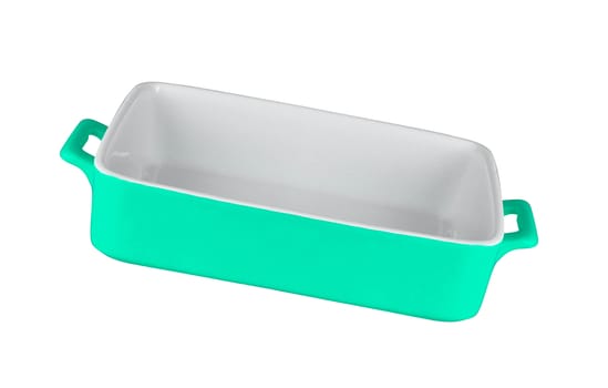 empty ceramic rectangular baking dish isolated