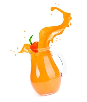 orange juice splash isolated on white
