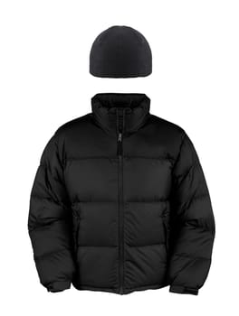 black male winter vest with hat