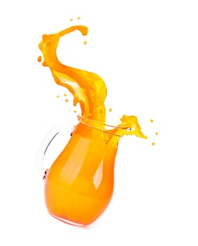 orange juice splash isolated on white