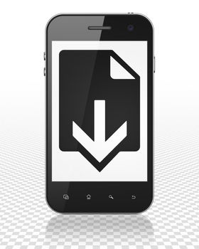 Web design concept: Smartphone with black Download icon on display