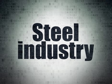 Manufacuring concept: Painted black word Steel Industry on Digital Paper background