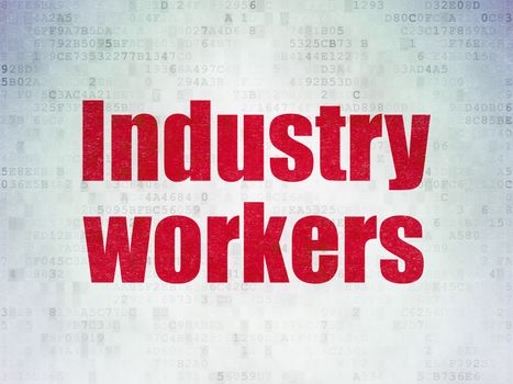 Industry concept: Painted red word Industry Workers on Digital Paper background
