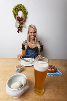 bavarian wheat beer and a pretzel