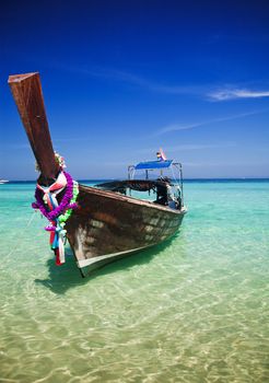 Longtail boats on the beautiful beach, Thailand