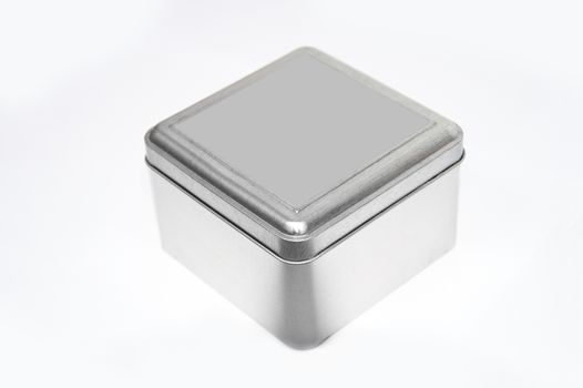 Silver box on isolated background.