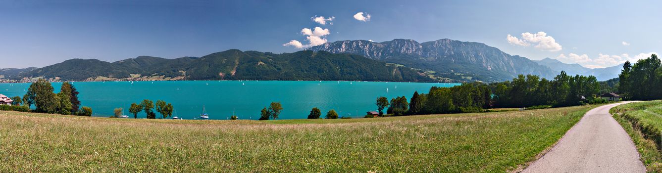 Mondsee lake in the mountains of Austria

