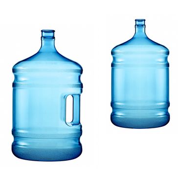 large bottles of pure water on a white background