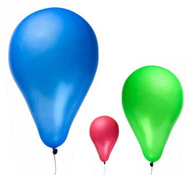 Inflatable balloons, photo on the white background