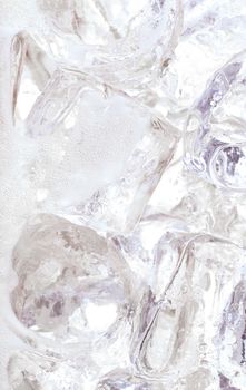 Close up of ice cubes in water or soda