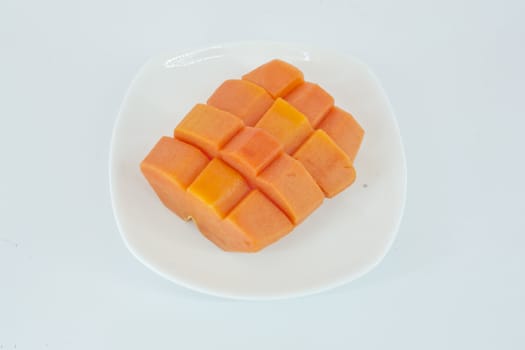 Papaya fruit sliced isolated on a white background