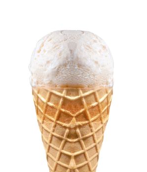 vanilla ice cream with cone close up