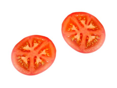 slices of tomato isolated on white