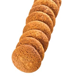 Stack of oatmeal cookies on the white background