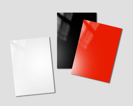 white, black and red booklet covers isolated on background - mockup template