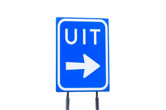 Uit, Dutch motorway traffic signs for Exit at. isolated