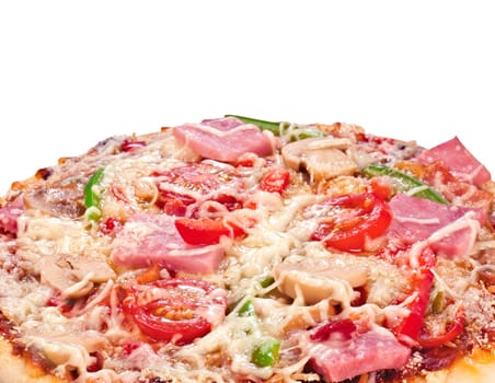 pizza with tomato and ham