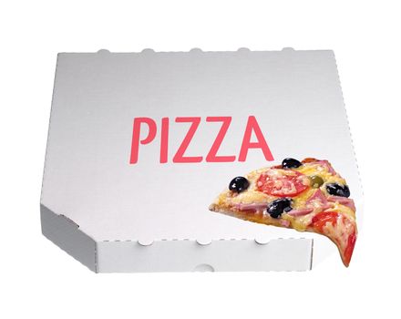 White pizza delivery box isolated against white background