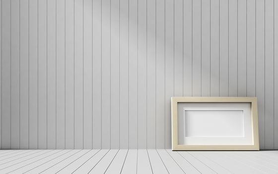 Realistic picture frame on wood background, Perfect for your presentations.