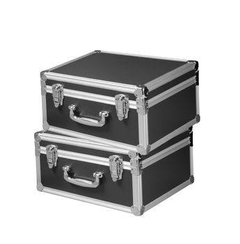 silver chromed make up box on white background