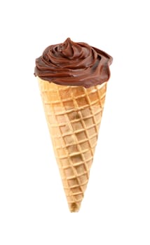 Close up image of chocolate ice cream cone