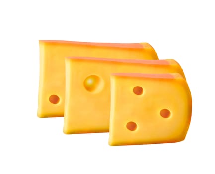 pieces of cheese isolated on a white background