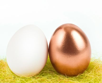 gold egg with white egg