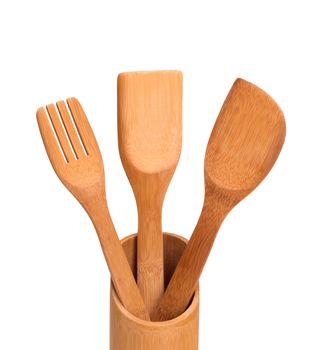set of kitchen spatula on white background