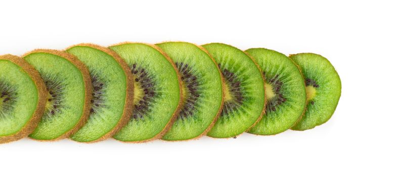 Sliced kiwi fruit on white background