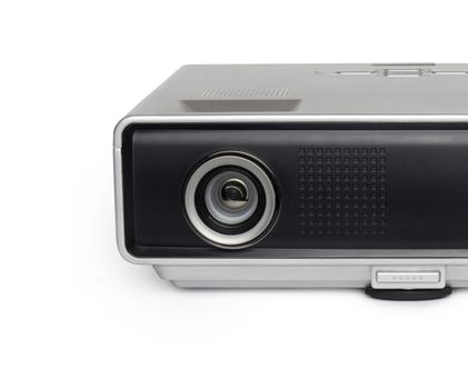 close up of multimedia projector on white background