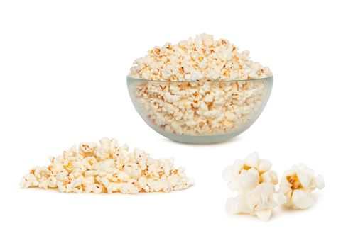 Popcorn pile isolated on white