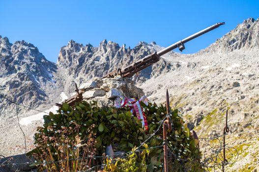 Cannon of the First world war in Adamello, Lombardy Italy