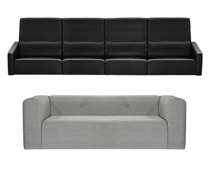 grey and black modern sofa isolated