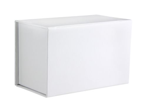 White cardboard box front view isolated on white background