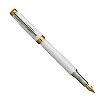 White biro or ball point pen, isolated on white