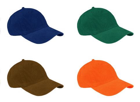 Four caps isolated on white.