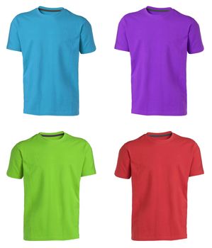 collection of various t shirts on white background